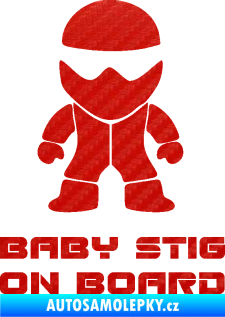 Samolepka Baby stig on board 3D karbon červený