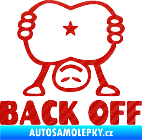 Samolepka Back off panáček 3D karbon červený