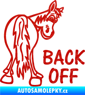Samolepka Back off pravá koník 3D karbon červený