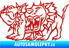 Samolepka Bad dogs levá zuřiví psi 3D karbon červený