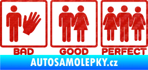 Samolepka Bad good perfect 001 nápis 3D karbon červený