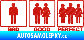 Samolepka Bad good perfect 002 nápis 3D karbon červený