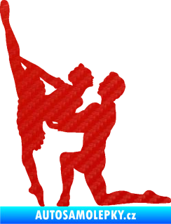 Samolepka Balet 002 levá taneční pár 3D karbon červený