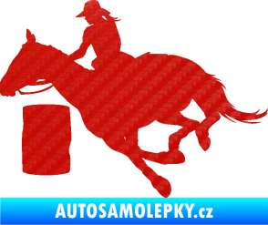 Samolepka Barrel racing 001 levá cowgirl rodeo 3D karbon červený