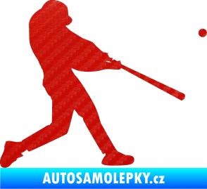 Samolepka Baseball 001 pravá 3D karbon červený