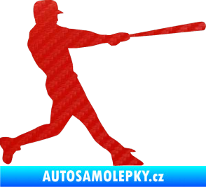 Samolepka Baseball 004 pravá 3D karbon červený