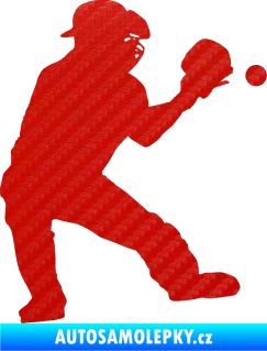 Samolepka Baseball 007 pravá 3D karbon červený