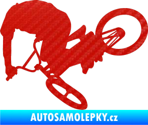 Samolepka Biker 001 levá 3D karbon červený