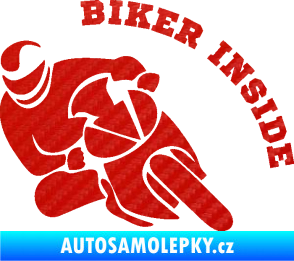 Samolepka Biker inside 002 levá motorkář 3D karbon červený