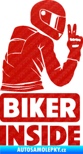 Samolepka Biker inside 003 pravá motorkář 3D karbon červený