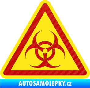 Samolepka Biohazard barevný trojúhelník 3D karbon červený