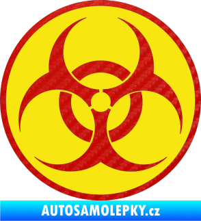 Samolepka Biohazard barevný  3D karbon červený