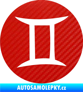 Samolepka Blíženci 001 - horoskop 3D karbon červený