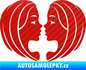 Samolepka Blíženci 002  3D karbon červený