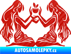 Samolepka Blíženci 005  3D karbon červený