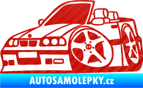 Samolepka BMW e30 cabrio karikatura levá 3D karbon červený