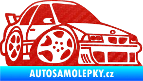 Samolepka BMW e30 karikatura pravá 3D karbon červený