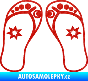 Samolepka Botičky 001 plážové žabky 3D karbon červený