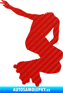 Samolepka Bruslař 003 pravá 3D karbon červený