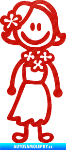 Samolepka Cartoon family slečna Hawai 3D karbon červený