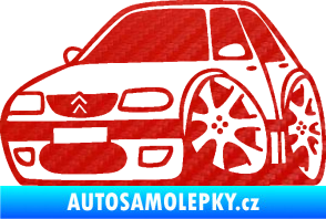Samolepka Citroen saxo karikatura levá 3D karbon červený