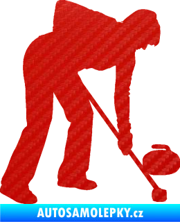 Samolepka Curling 002 pravá 3D karbon červený