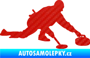 Samolepka Curling 003 pravá 3D karbon červený