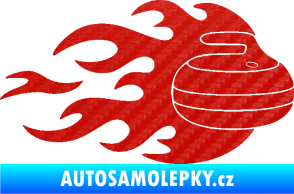 Samolepka Curling 005 pravá kámen 3D karbon červený