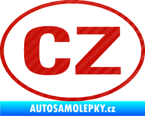 Samolepka CZ značka bez podkladu 3D karbon červený