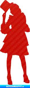 Samolepka Dáma s kloboukem 001 levá 3D karbon červený