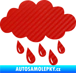Samolepka Déšť 001 pravá mrak a kapky 3D karbon červený