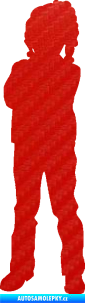 Samolepka Děti silueta 009 levá holčička 3D karbon červený