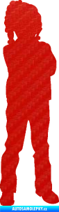 Samolepka Děti silueta 009 pravá holčička 3D karbon červený