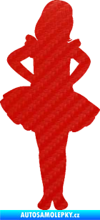 Samolepka Děti silueta 011 pravá holčička tanečnice 3D karbon červený