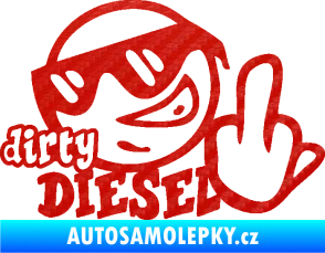 Samolepka Dirty diesel smajlík 3D karbon červený