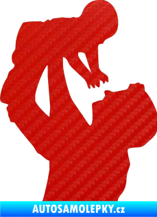 Samolepka Dítě v autě 026 levá miminko v náruči 3D karbon červený