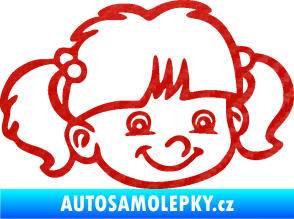 Samolepka Dítě v autě 035 pravá holka hlavička 3D karbon červený