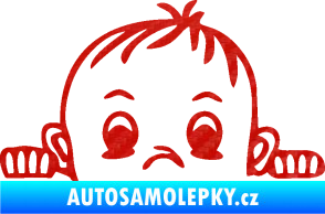 Samolepka Dítě v autě 045 pravá chlapeček hlavička 3D karbon červený