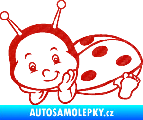 Samolepka Dítě v autě 063 levá beruška 3D karbon červený