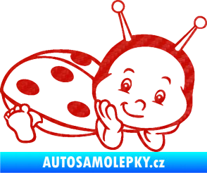 Samolepka Dítě v autě 063 pravá beruška 3D karbon červený