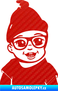 Samolepka Dítě v autě 080 pravá chlapeček 3D karbon červený