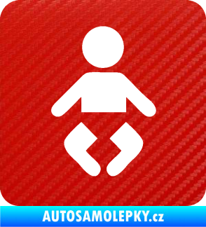 Samolepka Dítě v autě 093 symbol miminka 3D karbon červený