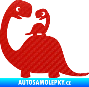 Samolepka Dítě v autě 105 levá dinosaurus 3D karbon červený