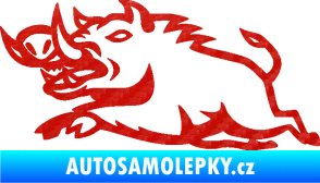 Samolepka Divoké prase 004 levá 3D karbon červený