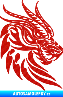 Samolepka Dragon 051 pravá dračí hlava 3D karbon červený