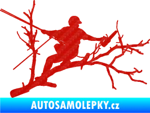 Samolepka Dřevorubec 006 pravá prořezání ve výškách 3D karbon červený
