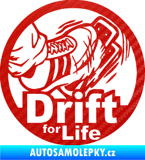 Samolepka Drift for life 3D karbon červený