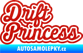 Samolepka Drift princess nápis 3D karbon červený