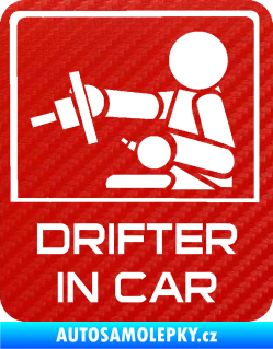 Samolepka Drifter in car 003 3D karbon červený