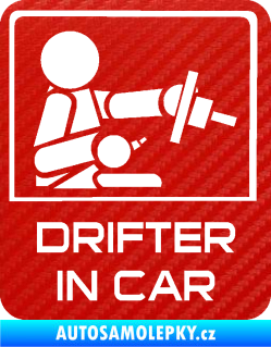 Samolepka Drifter in car 004 3D karbon červený